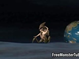 3d cativante fodido em o lua por um alienígena monstro