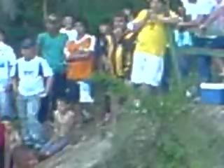 Crazy Latins Having dirty movie In The River While Rest Of The Village Looking vid
