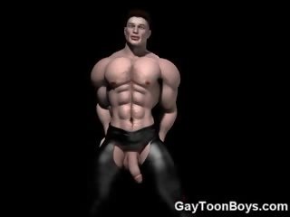 3d 巨大な ゲイ ディックス と 大きい 筋肉!