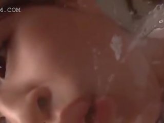Attractive japanese teen swallowing and spitting gorgeous jizz