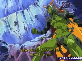 Hentai damsel gauna karštas jojimas iki butterfly monstras anime