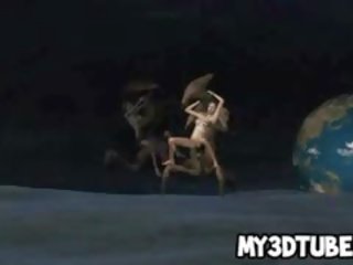 Foxy 3d divinity fica fodido por um alienígena em o lua