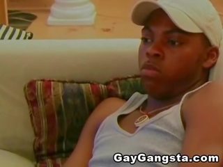 Gay blacks watching gay adult film vid and launches them h