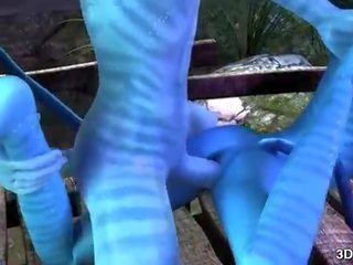 Avatar cutie anal fucked by huge blue shaft