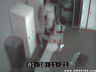 Concupiscent couple are recorded fucking it out in the locker room