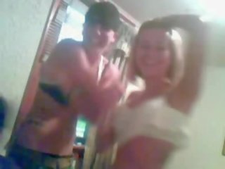 Two fabulous drunk teens strip, fondles and kiss on webcam movie