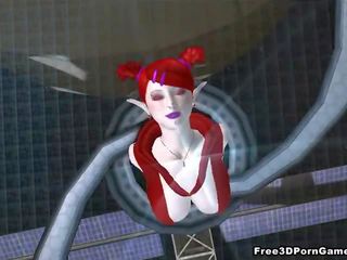 Gorgeous 3D redhead alien feature getting fucked hard