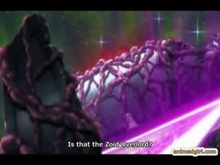 Besar payudara anime menangkap dan mencucuk oleh tentacles raksasa