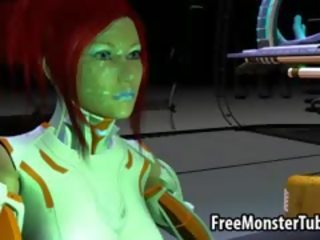 Ngon 3d tóc đỏ bé được fucked lược qua một người ngoài hành tinh