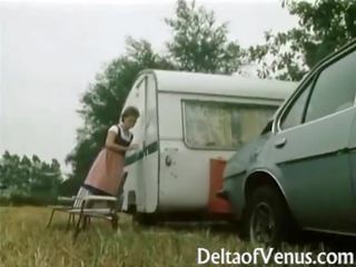 Retro German xxx film - Hairy Pussy Brunette Fucking In Camper