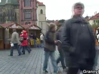 Old granny tourist jumps on his johnson