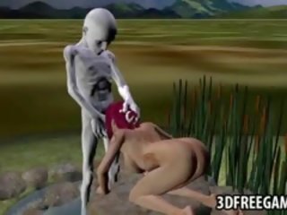 3D Redhead Sucks cock And Gets Fucked By An Alien