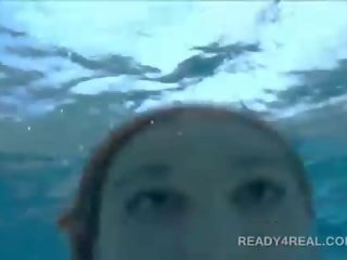 Goddess in fishnets fucked underwater for awis